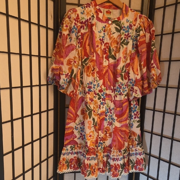 FARM Floral Print Dress with Puff Sleeves - Picture 3 of 5